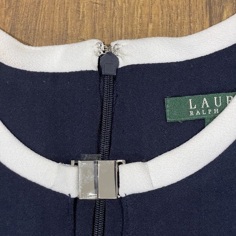 Ralph Lauren Navy Sleeveless Wide-Leg Jumpsuit with White Trim - Picture 4 of 14
